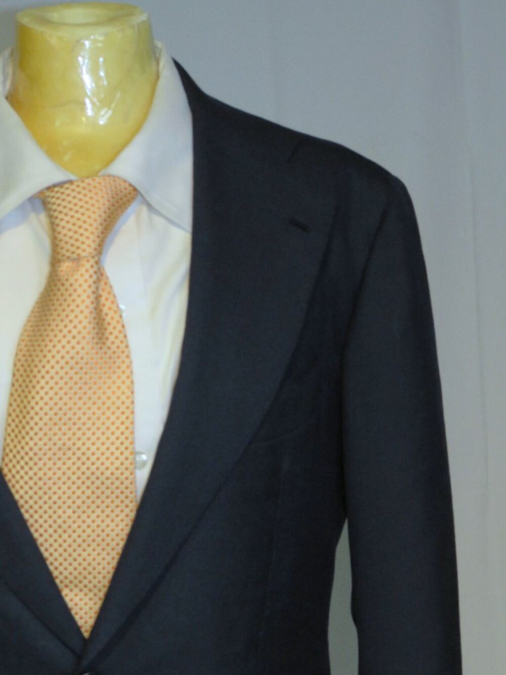 Orazio Luciano Bespoke Navy Barathea Hopsack Two Button Sport Coat 36
